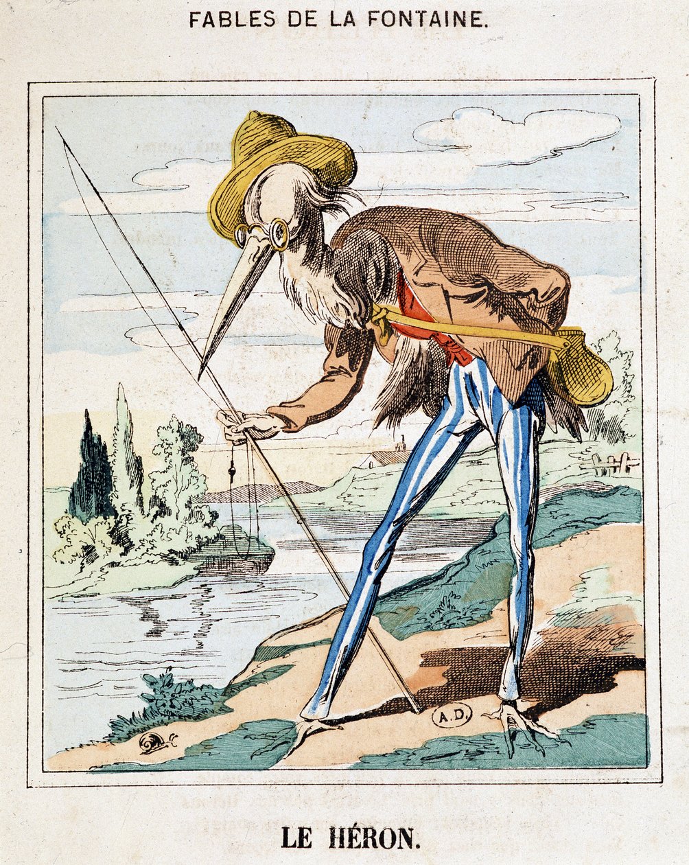A Garça (Fábulas de La Fontaine) de French School