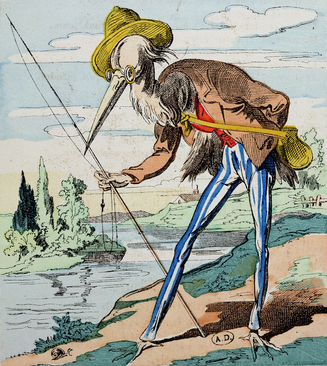 A Garça-real, de Fables de la Fontaine de French School