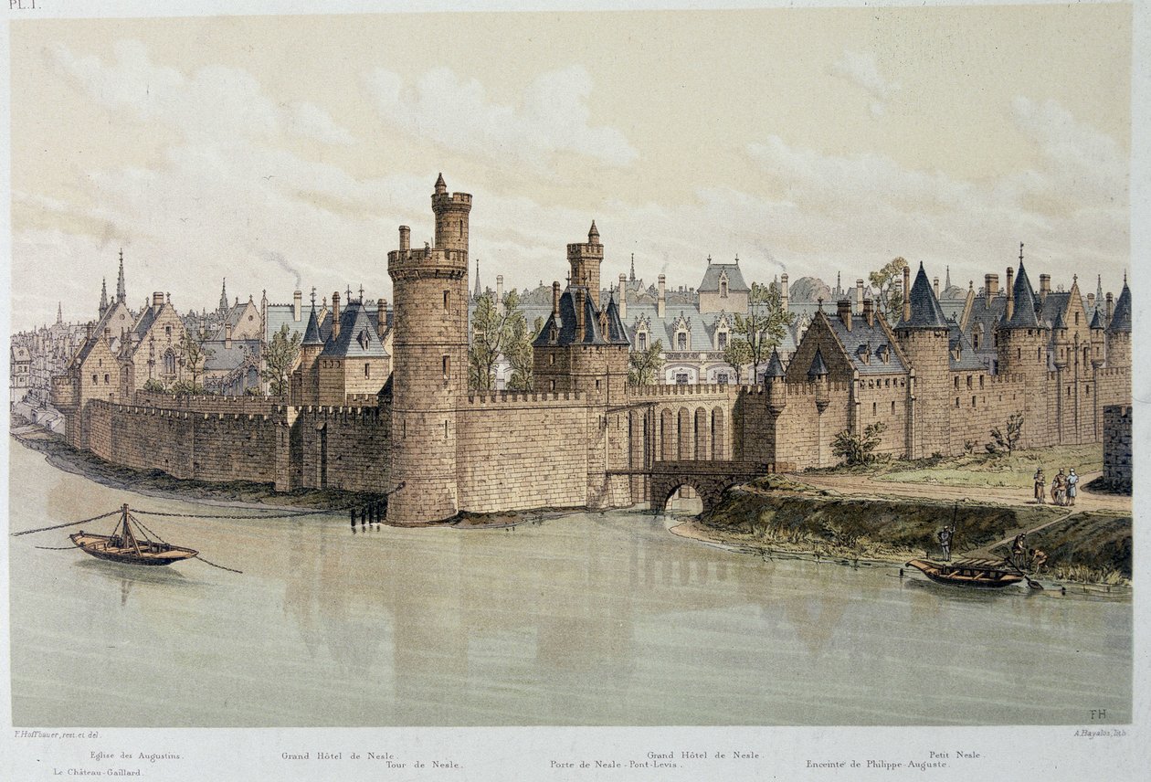 O Hotel e a Torre de Nesles em 1380 - em "Paris através dos tempos", no final do século XIX de French School