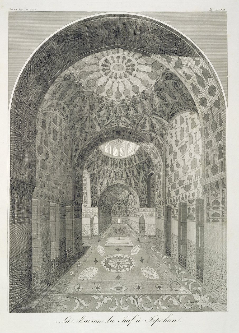 A Casa do Judeu em Isfahan, de Viagens do Cavaleiro Chardin na Pérsia, e Outros Lugares do Oriente, de Jean Chardin (1643-1713), publicado em 1811 de French School