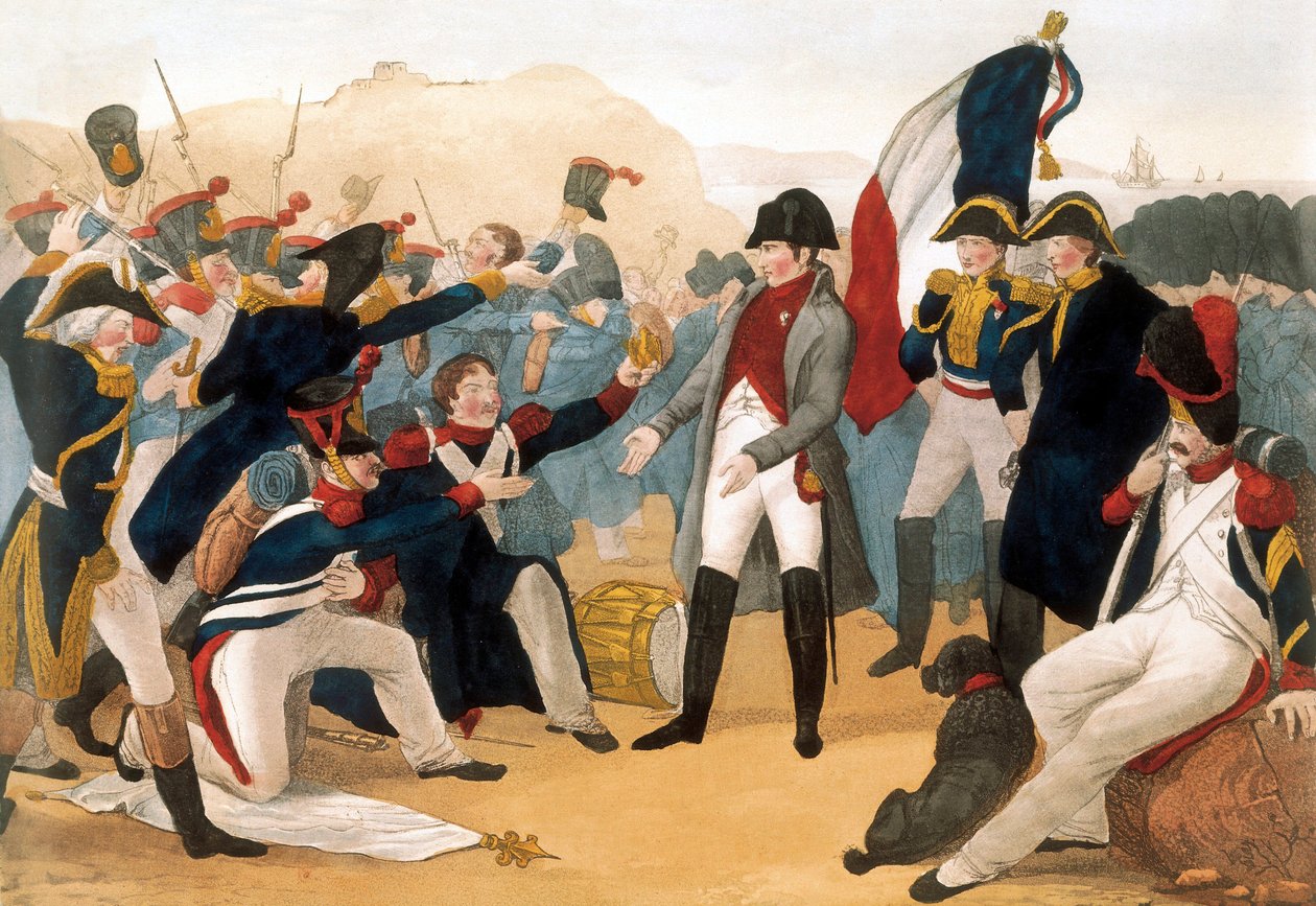 Os Cem Dias (1 de março-18 de junho de 1815): o retorno de Napoleão I Bonaparte (1769-1821) da ilha de Elba, 5 de março de French School