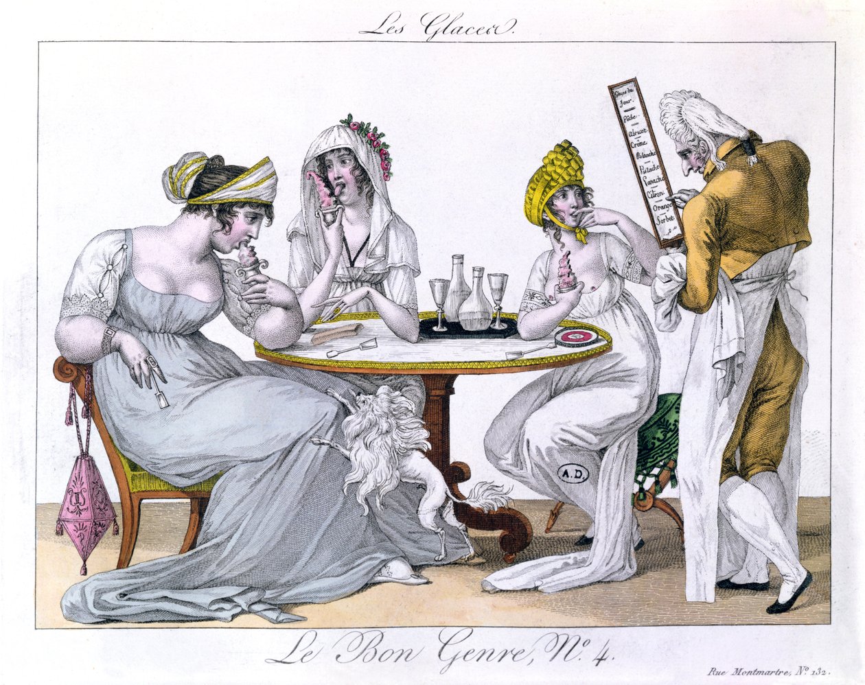 O sorvete, plat 4 de Le Bon Genre, Paris, 1827 de French School