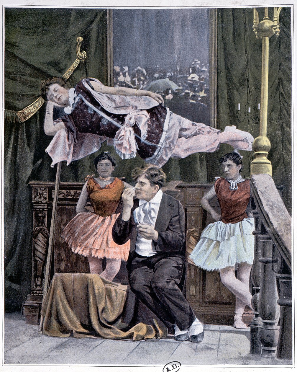 O Ilusionista e seu Truque de Levitação, final do século XIX de French School