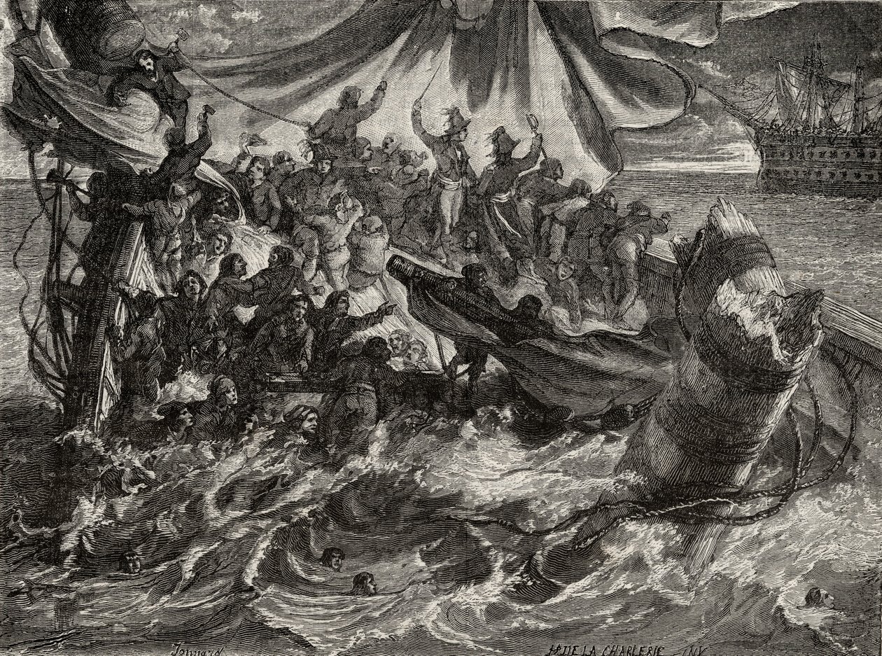 O incidente de &39;The Avenger&39;, 1 de junho de 1794, de &39;História da Revolução Francesa&39; por Louis Blanc (1811-82) de French School