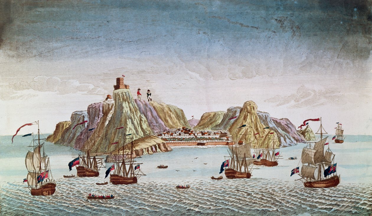 A ilha de Santa Helena, local do exílio do general Napoleão Bonaparte (1769-1821) de French School