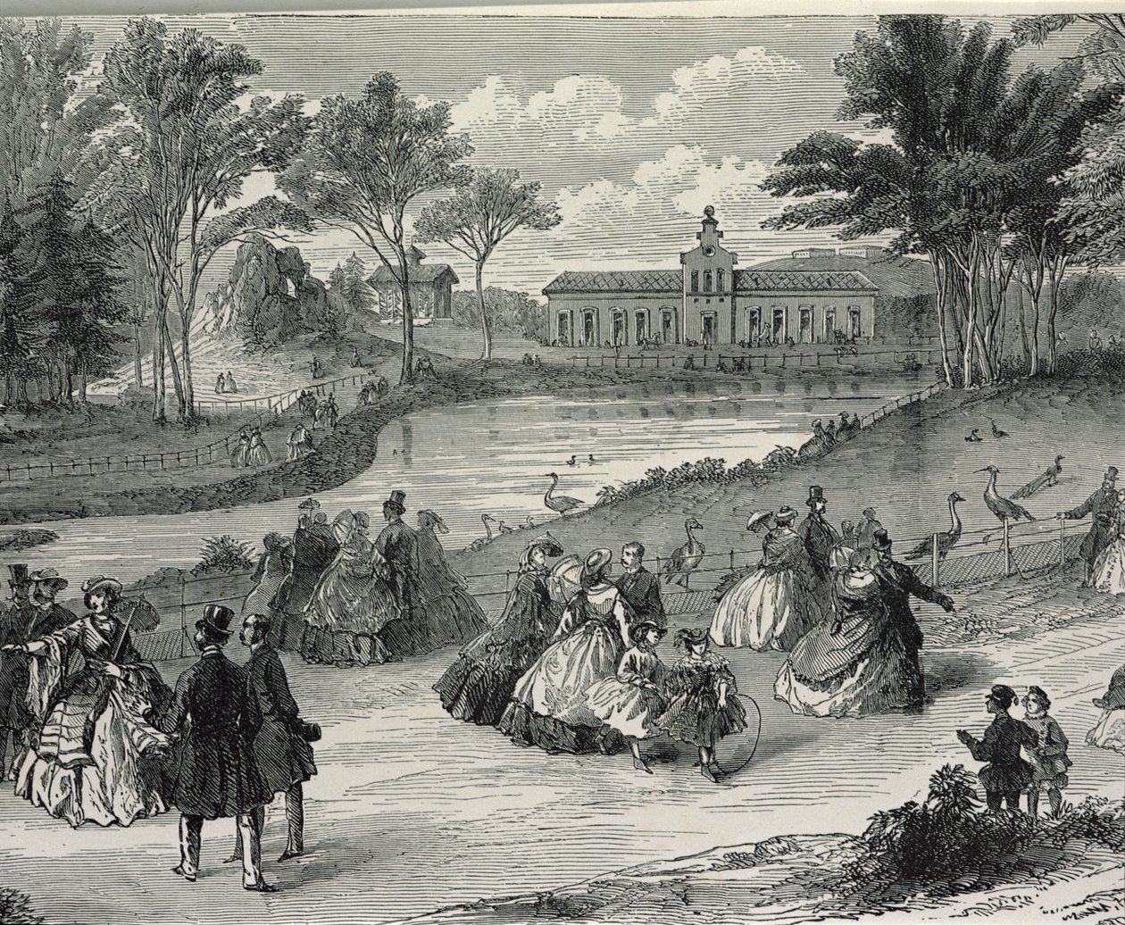 O Jardin dAcclimatation, Paris, 1855 (gravura bw) de French School
