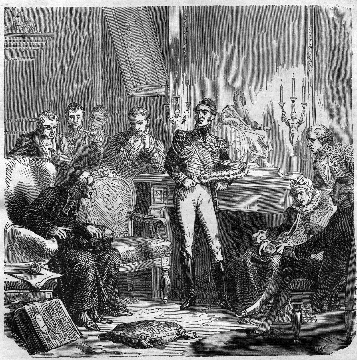 Os Jesuítas na Corte de Carlos X (1757-1836) Rei de França. Gravura no "Histoire des Papes-Rois-Queen and Empereurs a travessa les centuries" de Maurice Lachatre de French School