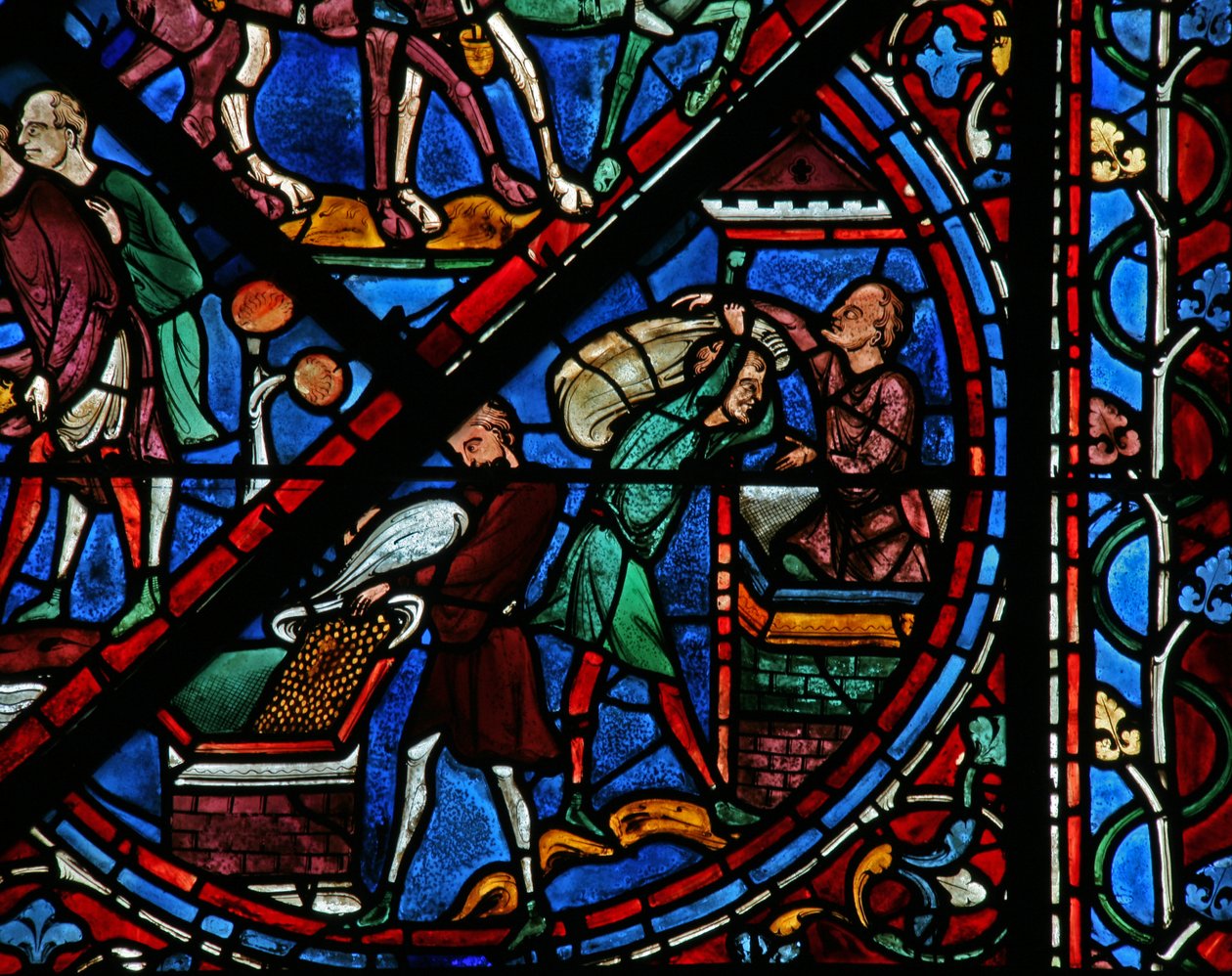 A janela de José: os egípcios guardam o trigo (w41) de French School