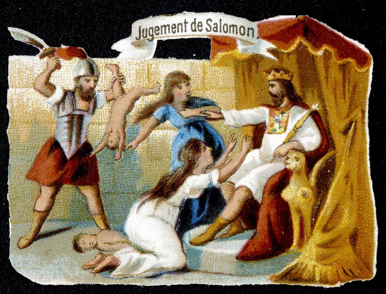 O Julgamento de Salomão - Cromo, finais do século XIX de French School