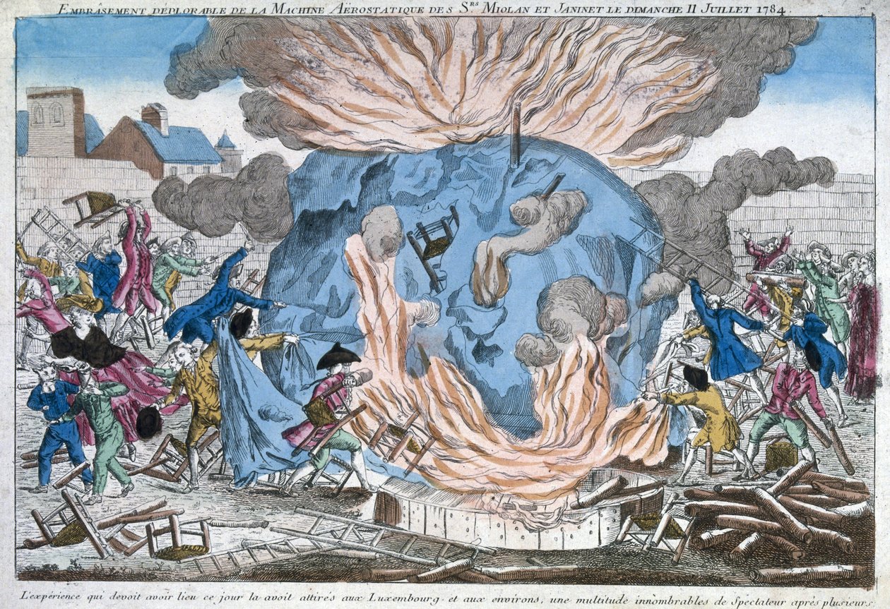 A Lamentável Queima do Aerostat de Mioloan e Janinet, 11 de julho de 1784 de French School