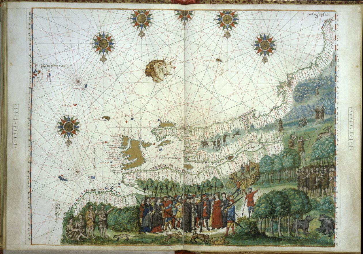 Aterragem de Jacques Cartier e colonos no Canadá, 1547 de French School