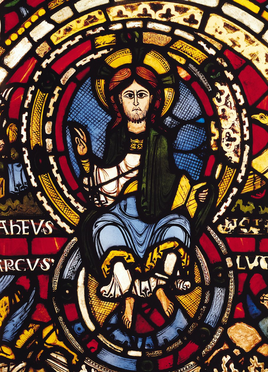 O Juízo Final, detalhe de Cristo (vitral) de French School