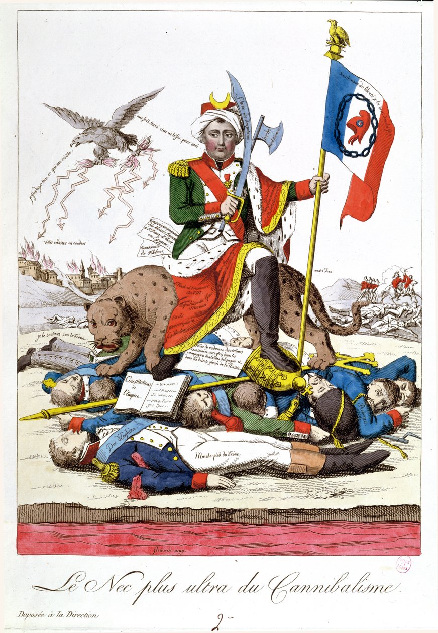 A última palavra no canibalismo, caricatura anti-Napoleão, c.1815 de French School
