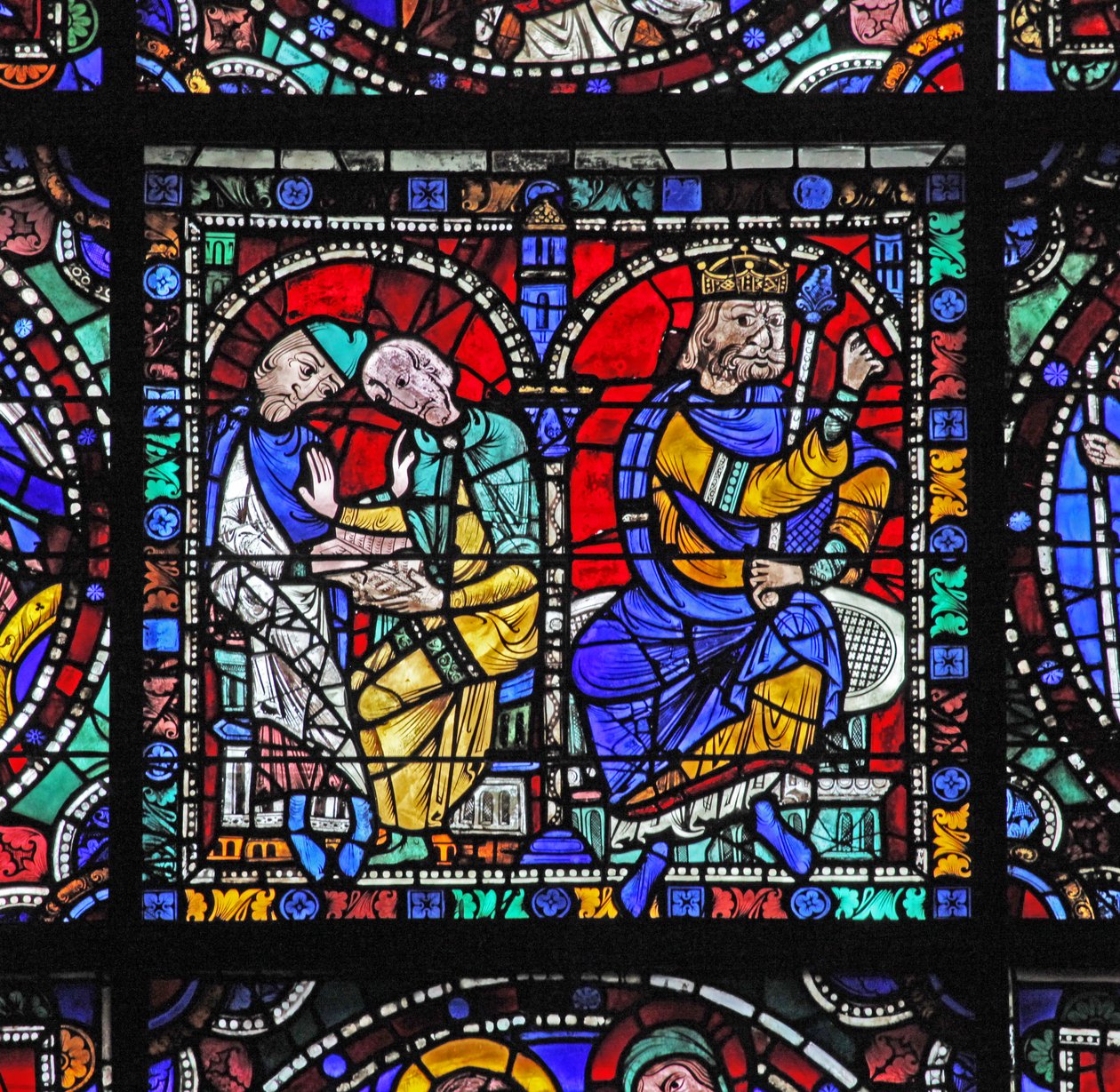 A janela da Vida de Cristo: Herodes consulta seus adivinhos (w50) de French School