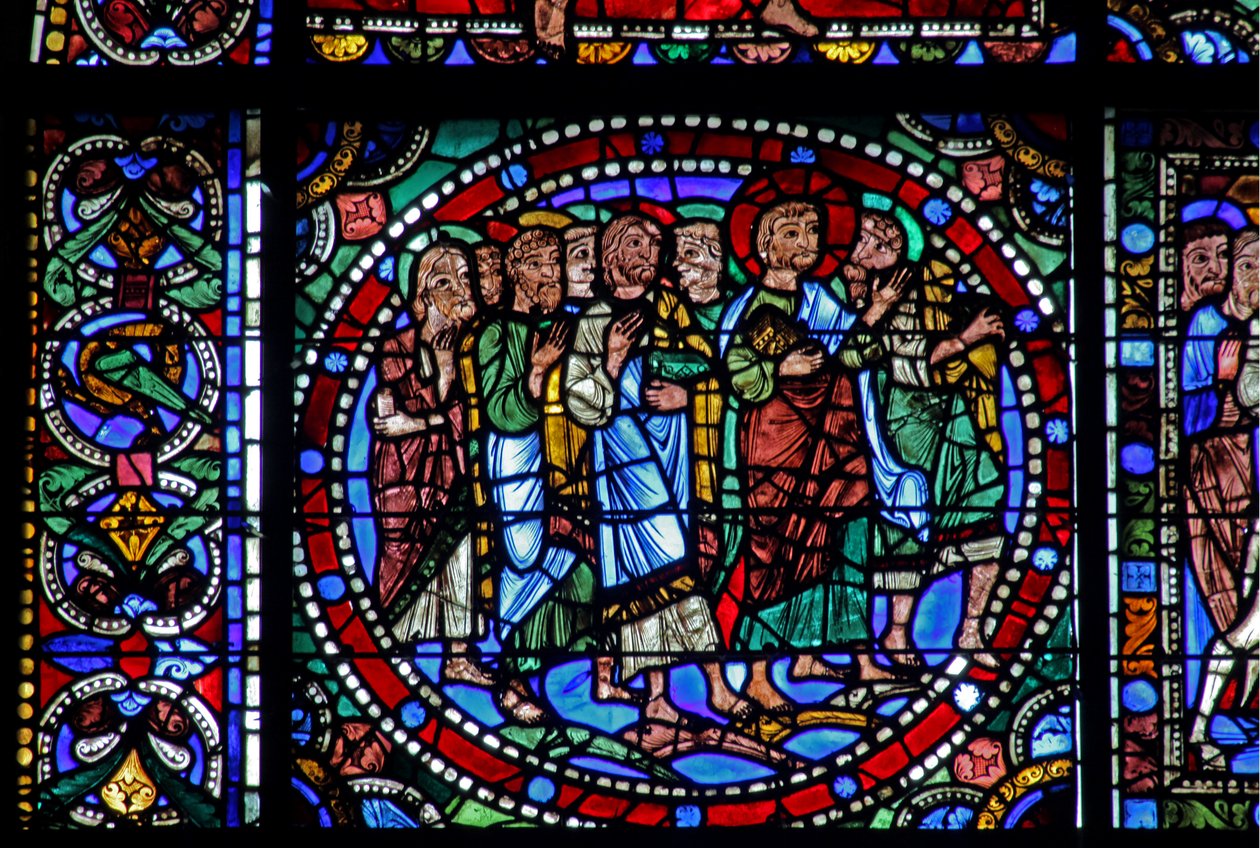 A janela da Vida de Cristo: A Entrada em Jerusalém (w50) de French School