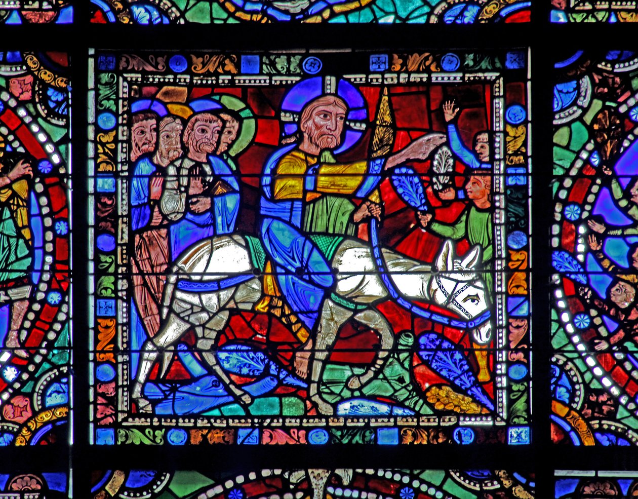 A janela da Vida de Cristo: A Entrada em Jerusalém (w50) de French School
