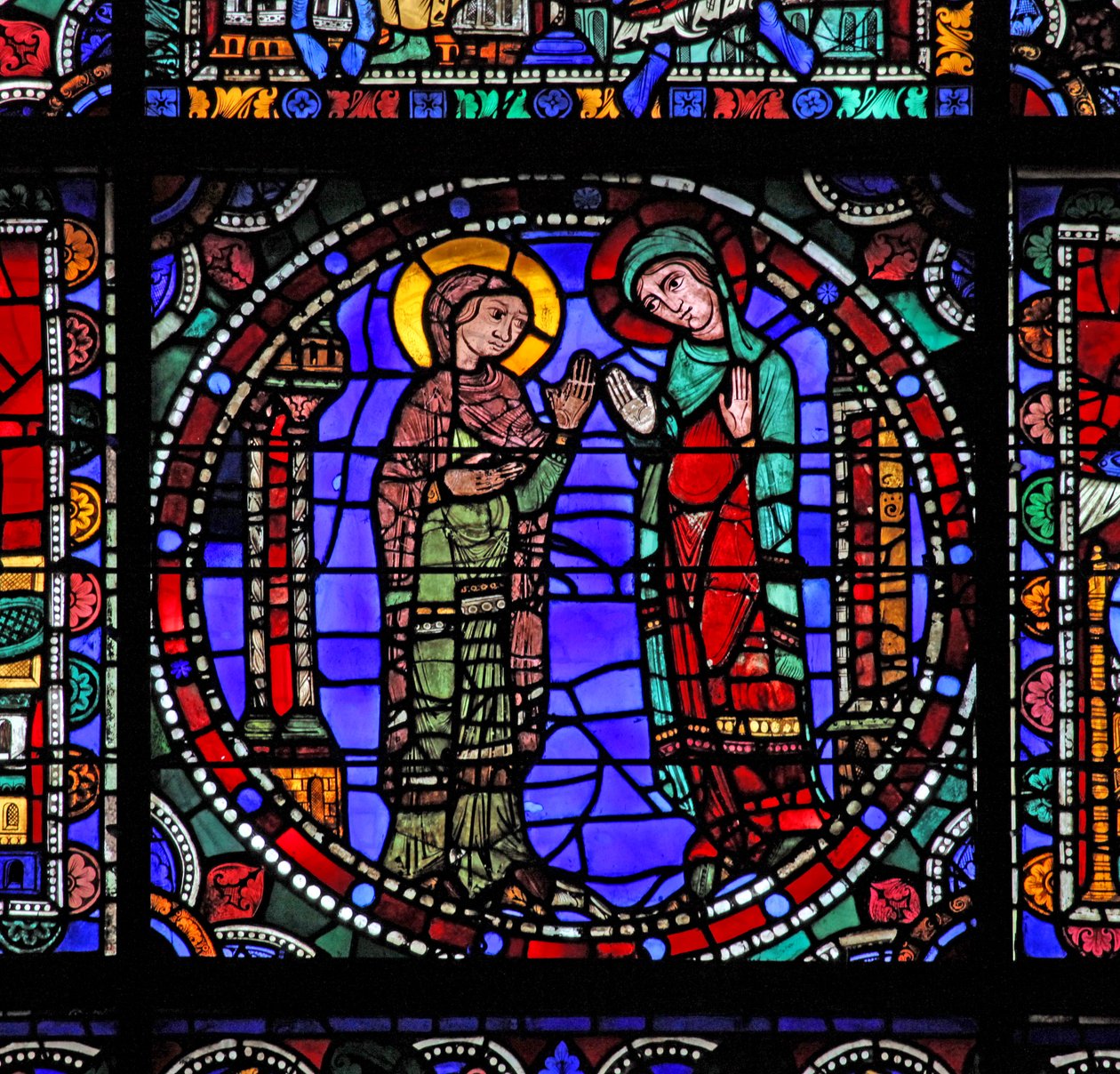 A janela da Vida de Cristo: A Virgem Maria - Visitação de (w50) de French School