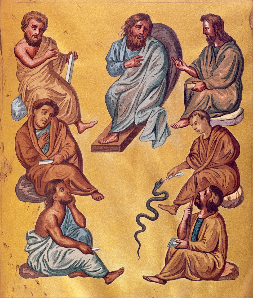 Os principais médicos da antiguidade, fascimile do Codex Constantinopolitanus de Dioscorides de French School