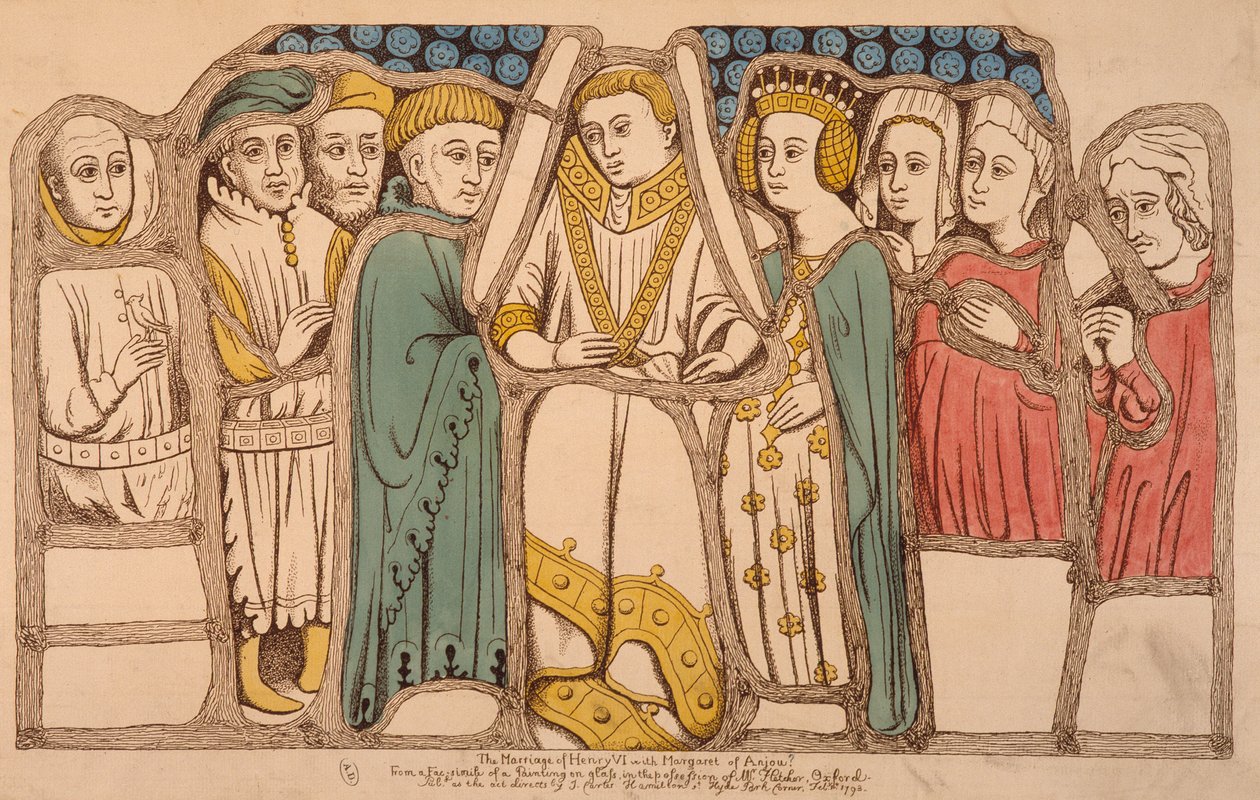 O casamento de Henrique VI da Inglaterra e Margarida de Anjou em 1445, 1793 de French School