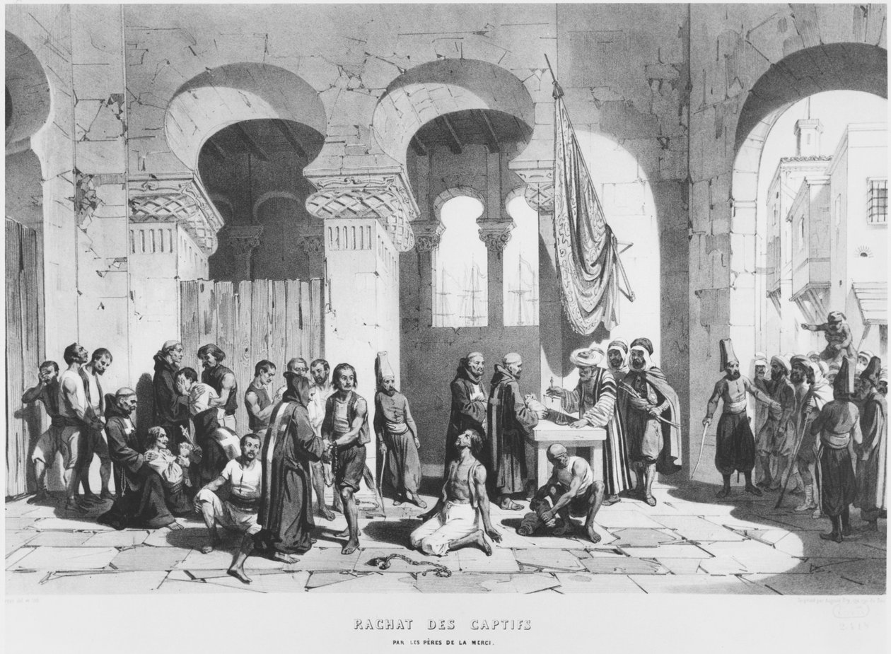 Os Padres da Misericórdia resgatam os cativos na Argélia, c.1830-40 de French School