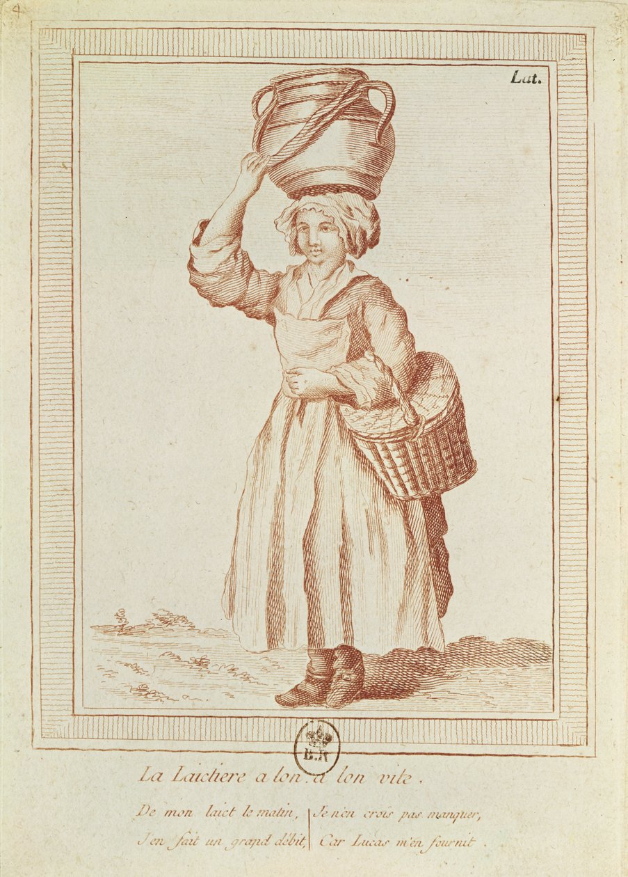 O Milkmaid (gravura) de French School