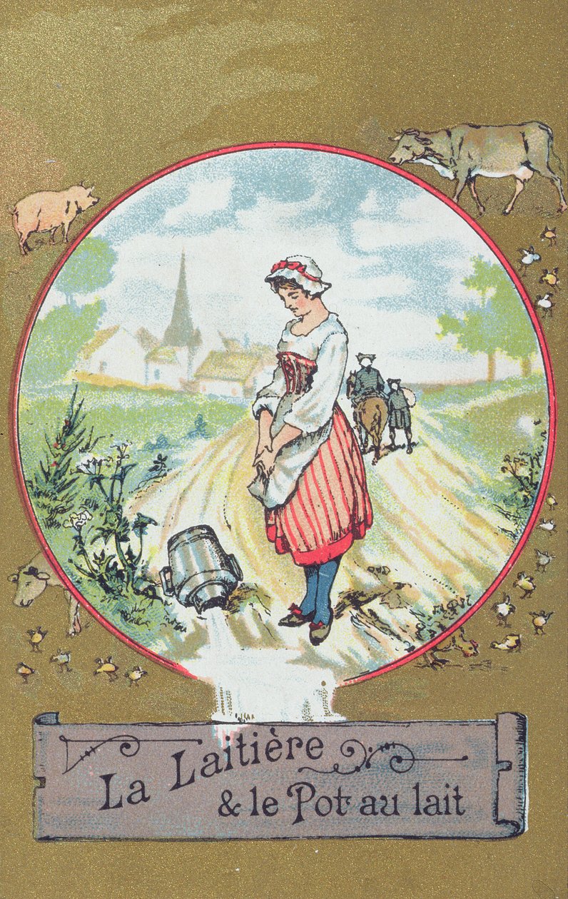 A Dama de Leite e o Seu Pagamento (cor litho) de French School
