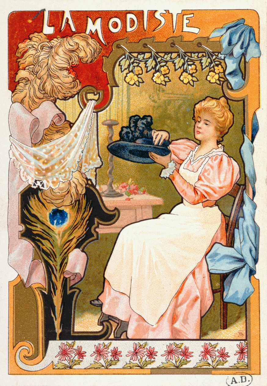 O Milliner, de uma série de litografias representando diferentes negócios, 1899 de French School
