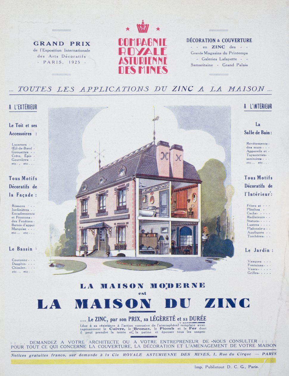 The Modern House é uma casa de zinco, anúncio da revista LArt Menager, maio de 1927 de French School