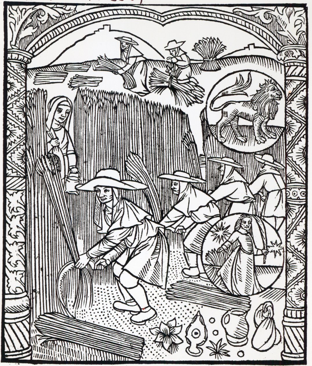 O mês de agosto, de um calendário de pastores, 1496 de French School