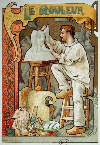 The Moulder, ilustração de um livro sobre o artesanato, c.1899 (cor litho) de French School
