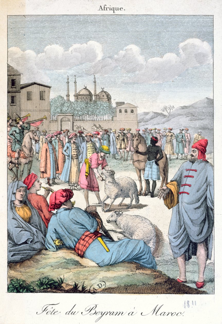 O Festival Muçulmano de Eid-el-Kabir em Marrocos, 1811 de French School