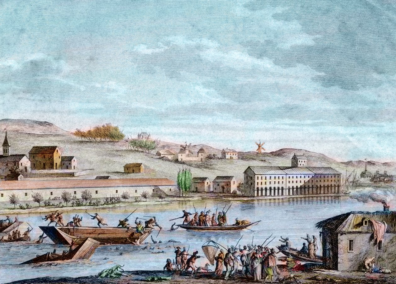 O Nantes Drowning, reino do terror, 1793 de French School