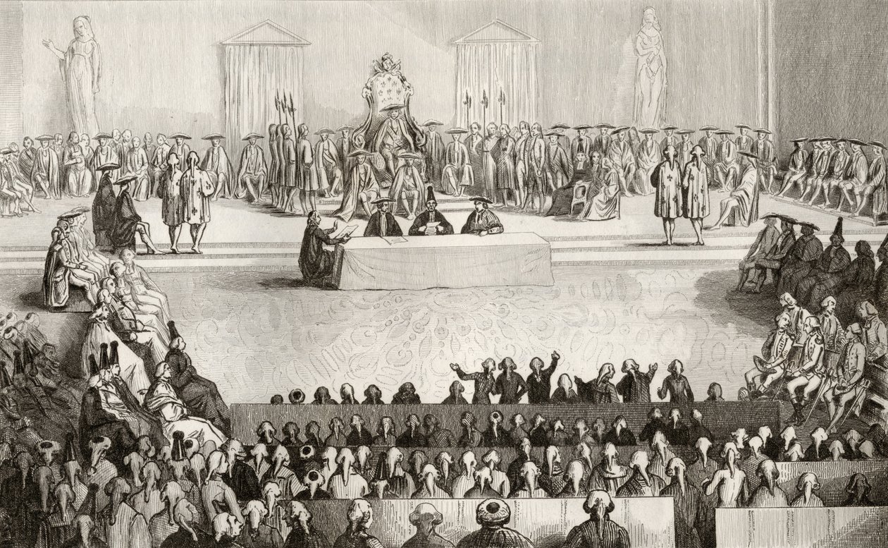 A Assembléia Nacional durante o reinado de Luís XVI (1754-93) de &39;Histoire de France&39; de Colart, publicada em 1840 de French School