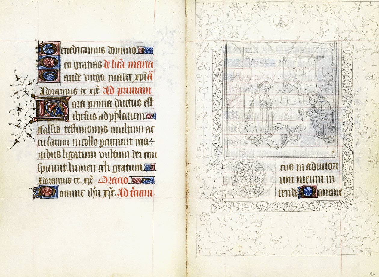 A Natividade, cerca de 1440 (manuscrito em pergaminho) de French School