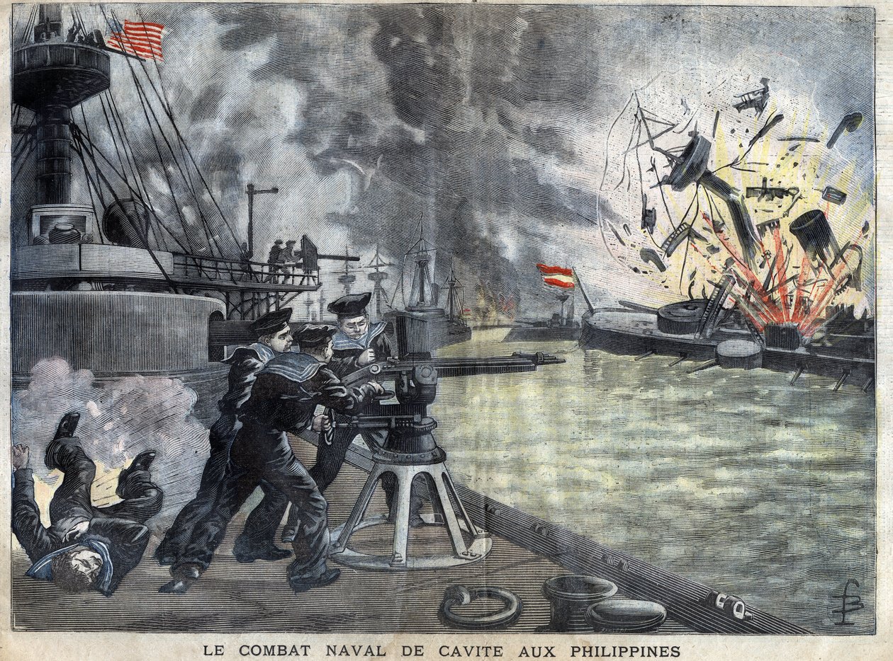 A Batalha Naval de Cavite nas Filipinas durante a Guerra Espanha - Estados Unidos de French School