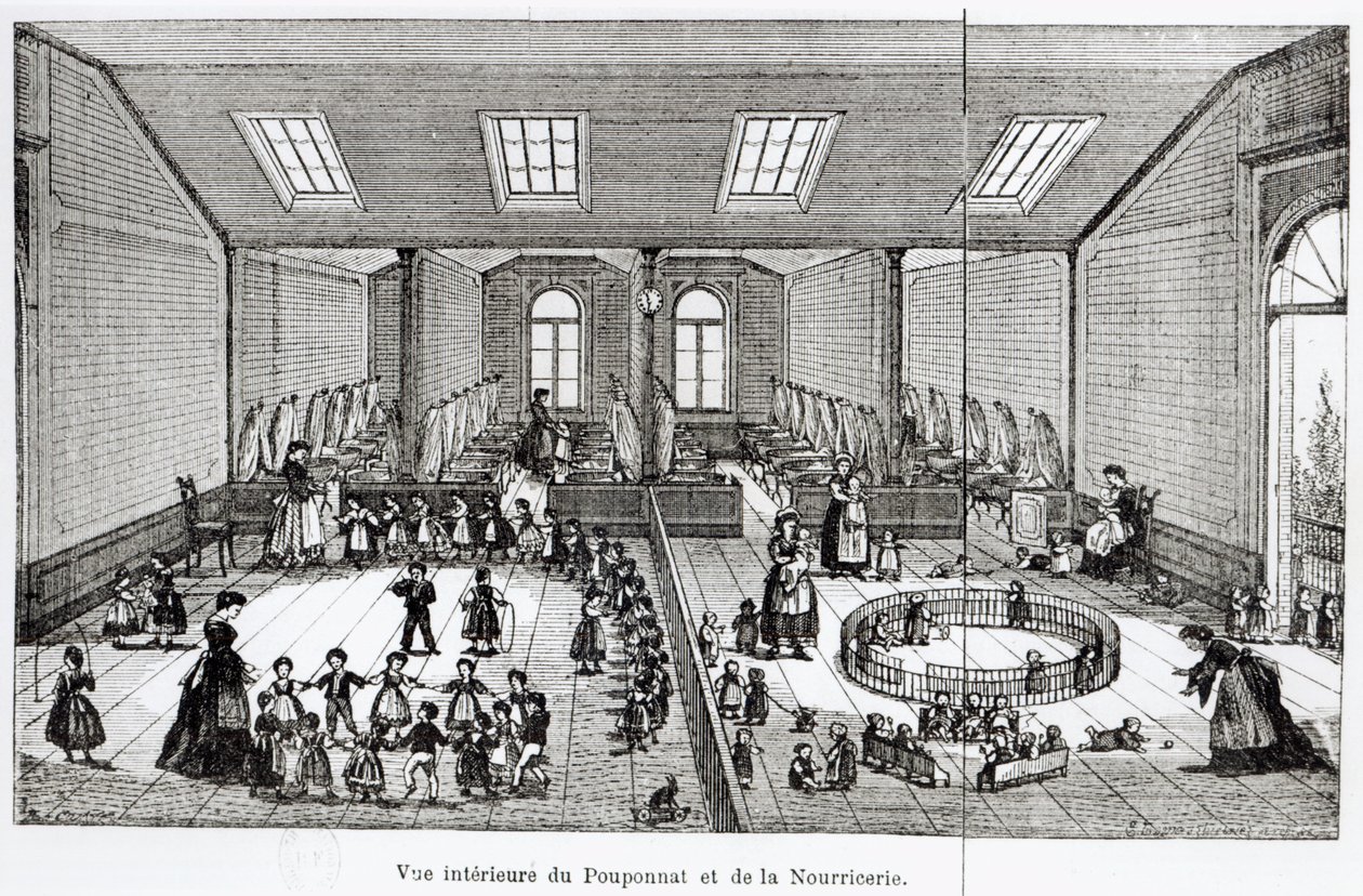 O Berçário na Familistery of Guise, da Solutions Sociales de Jean-Baptiste Andre Godin (1817-1888), Paris, 1871 de French School