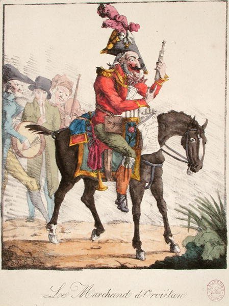 The Orvietan Seller, c.1816 (gravação a cores) de French School