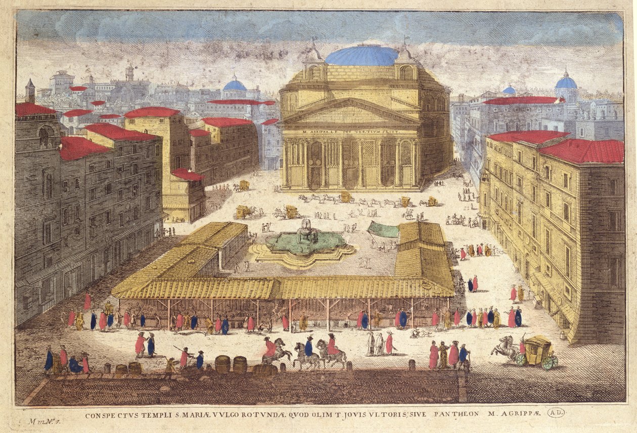 O Panteão, Roma (gravura a cores) de French School