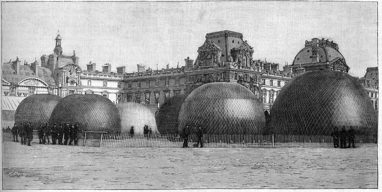 O Parc des balloons se instalou nas Tuileries durante o festival de Paris, em 1888. de French School