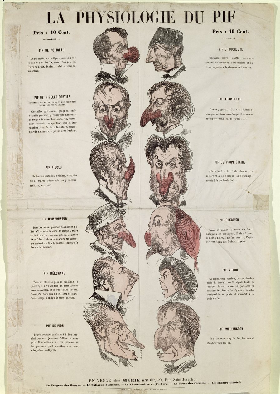 A fisiologia do nariz, caricatura anti-alcoolismo de French School