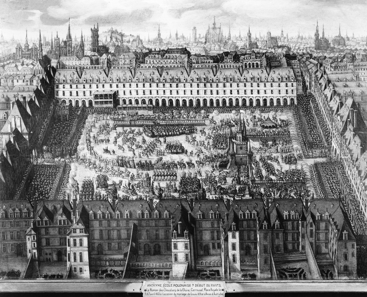 O Local Royale e o Carrossel em 1612 (gravura) de French School