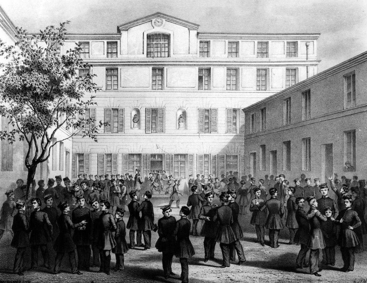 A escola polonesa no Boulevard Batignolles, Paris, c.1850 de French School
