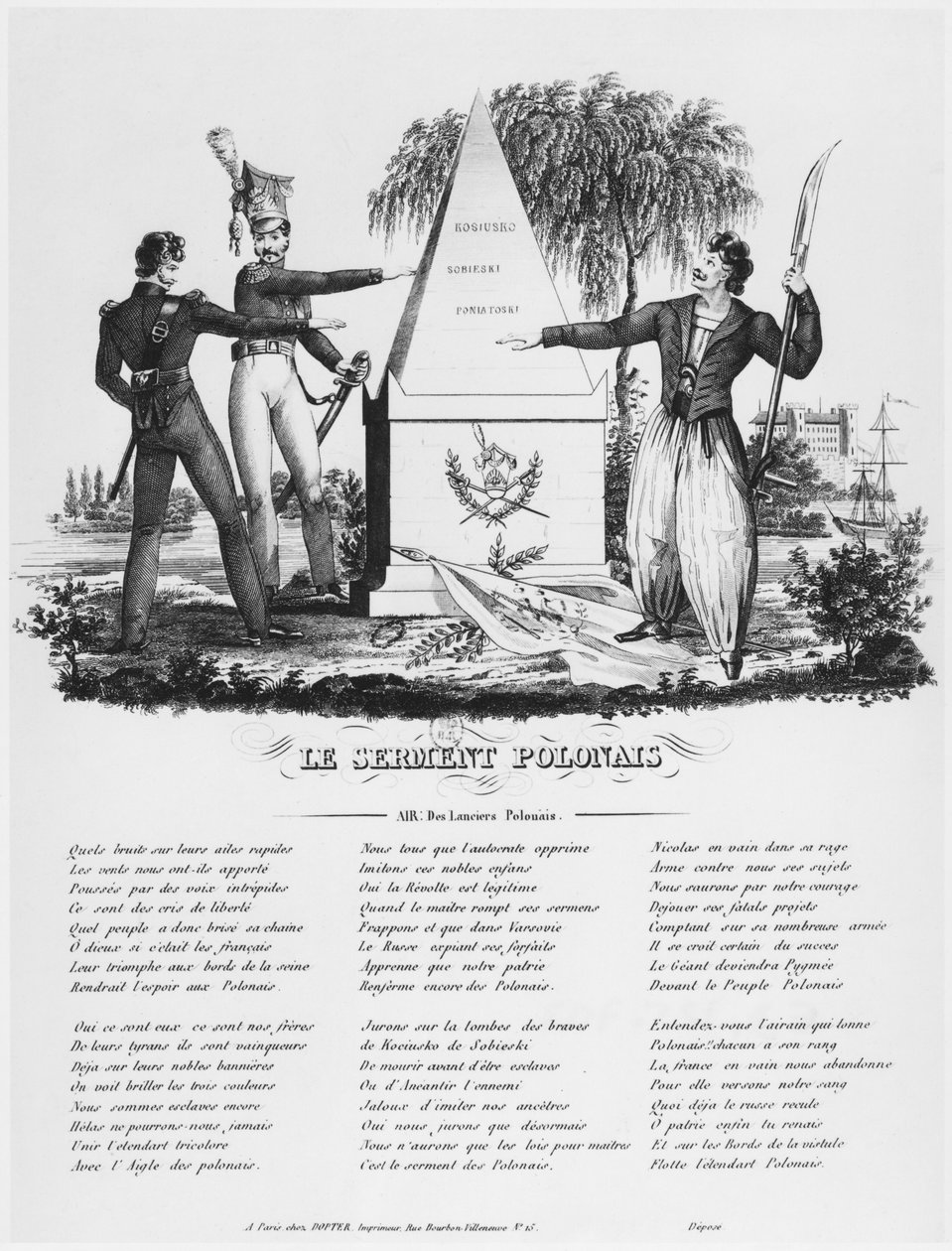 O juramento polonês, canção dos lanceiros poloneses, c.1830 de French School