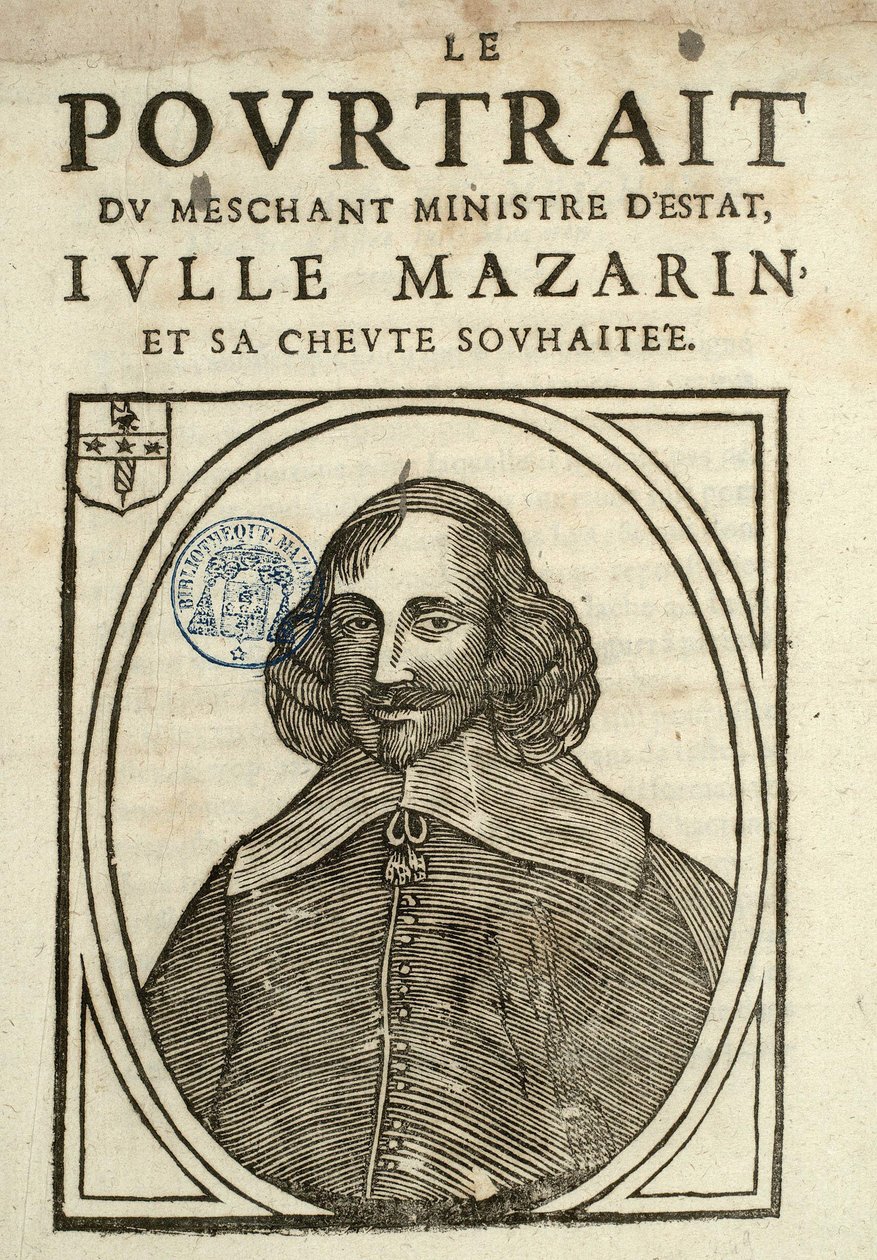 O retrato do malvado Ministro de Estado, Iulle Mazarin e seu desejado demônio, Panfleto Político sob a Funda de French School