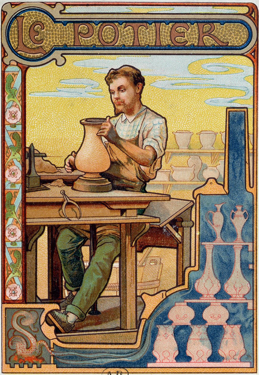 O Potter, ilustração de um livro sobre o artesanato, c.1899 de French School