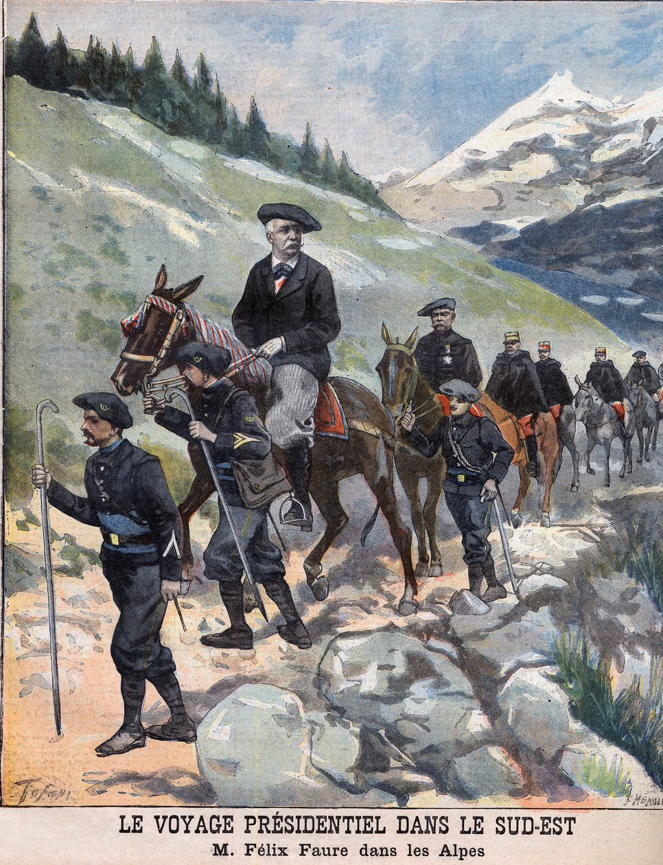 A Viagem Presidencial no Sudeste - O Presidente francês Felix Faure nos Alpes de French School