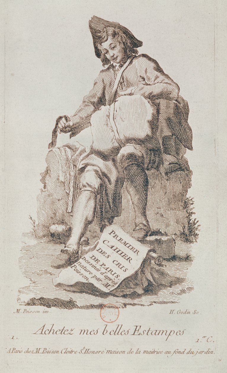 O vendedor de impressão, da Small Metiers de Paris de French School