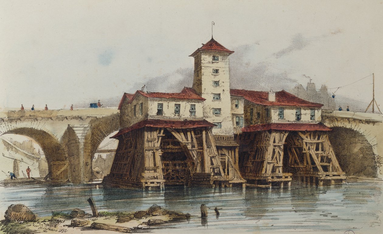 A bomba de Pont Notre Dame, 1836 de French School