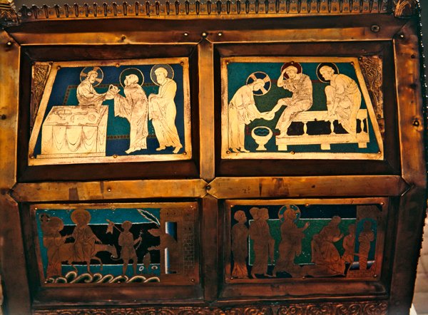 A Ascensão de Lázaro, detalhe do Chasse de São Marcos, c.1210-30 (esmalte) de French School