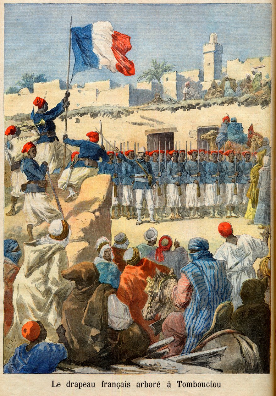 O hastear da bandeira francesa em Timbuktu (Mali) do 